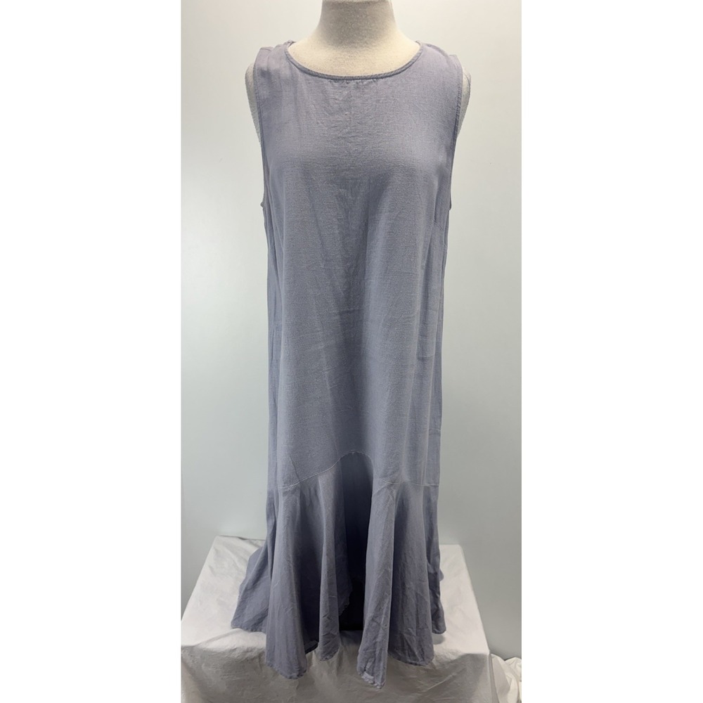Cynthia Rowley Linen Blend Dress Women's XL Purple Hi Low Maxi Flounce Coastal